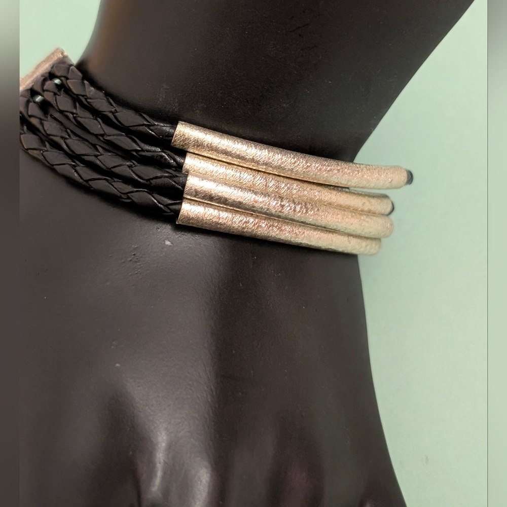 Tube & Leather Braided Bracelet